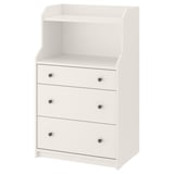 HAUGA Commode 3 tiroirs avec tablette, blanc, 70x46x116 cm