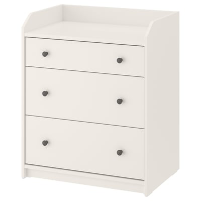 HAUGA Commode 3 tiroirs, blanc, 70x46x84 cm