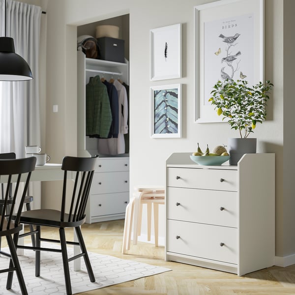 HAUGA Commode 3 tiroirs, blanc, 70x46x84 cm
