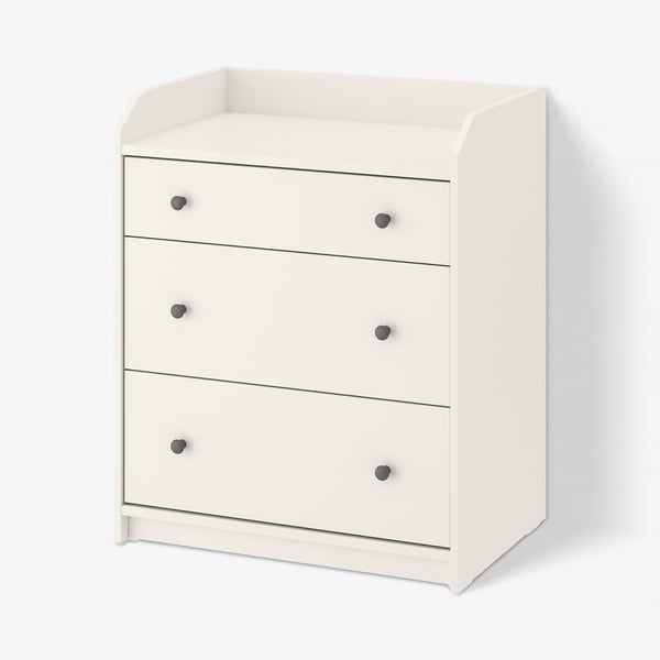 HAUGA Commode 3 tiroirs, blanc, 70x46x84 cm