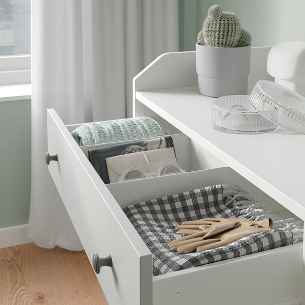 HAUGA Commode 6 tiroirs, blanc, 138x46x84 cm