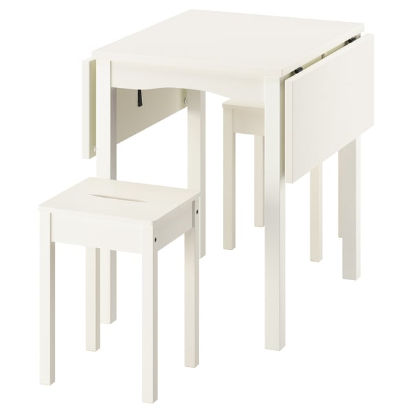 HAUGA / HAUGA Table et 2 tabourets, blanc/blanc, 55/82/109x74 cm