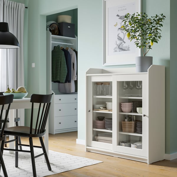 HAUGA Vitrine, blanc, 105x116 cm
