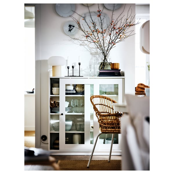 HAUGA Vitrine, blanc, 105x116 cm