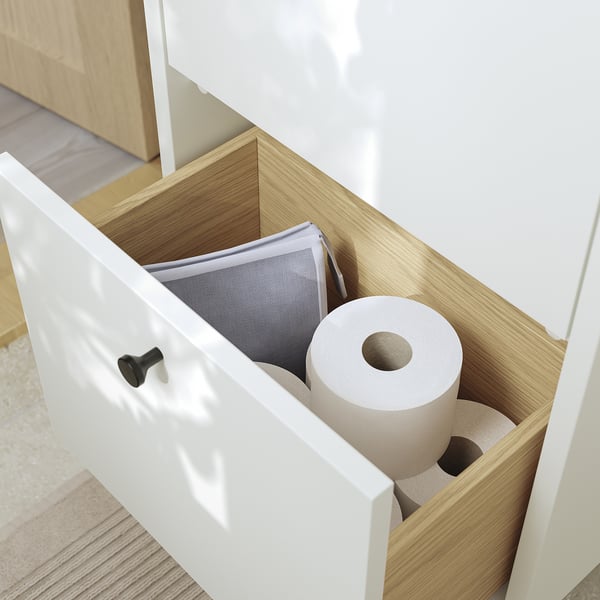 HAVBÄCK Meuble lavabo avec tiroirs, blanc, 40x33x63 cm