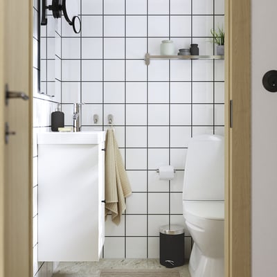 HAVBÄCK Meuble lavabo avec tiroirs, blanc, 40x33x63 cm