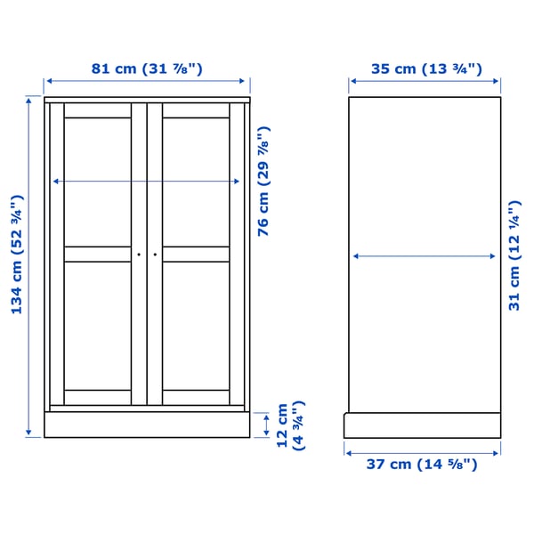 HAVSTA Armoire vitrée avec plinthe, blanc/verre transparent, 81x37x134 cm