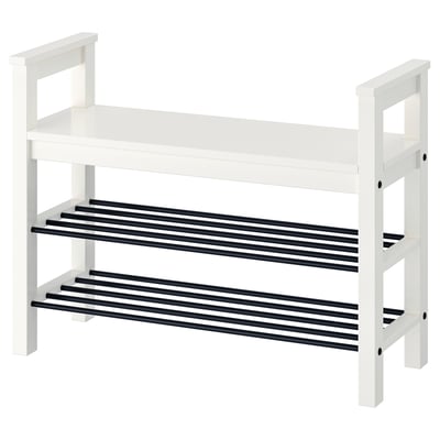 HEMNES Banc avec rangement chaussures, blanc, 85x32x65 cm