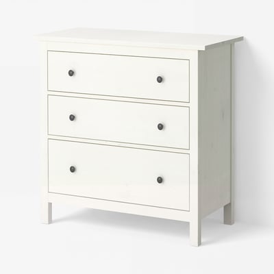 HEMNES Commode 3 tiroirs, teinté blanc, 108x96 cm