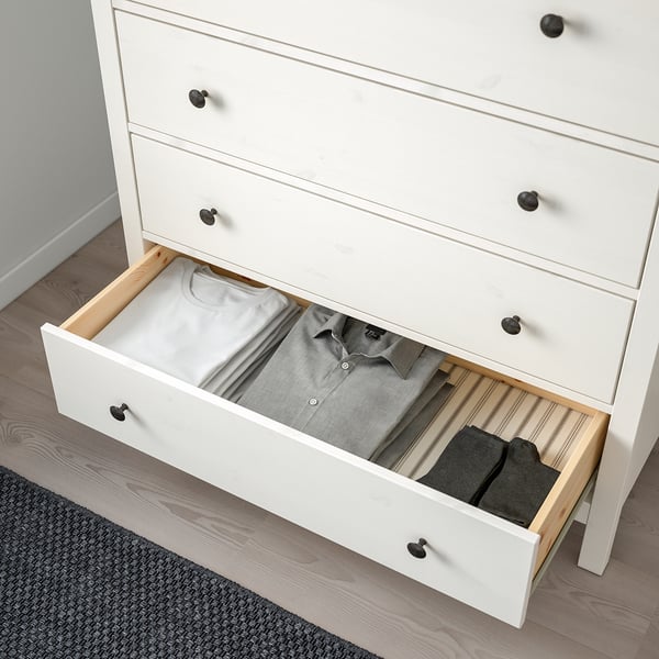 HEMNES Commode 6 tiroirs, teinté blanc, 108x131 cm