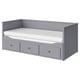 HEMNES Lit banquette 2p (struct + matelas), gris/Åfjäll mi-ferme, 80x200 cm