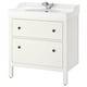 HEMNES / RUTSJÖN Meuble avec tiroirs/vasque/mitigeur, blanc, 82x49x95 cm