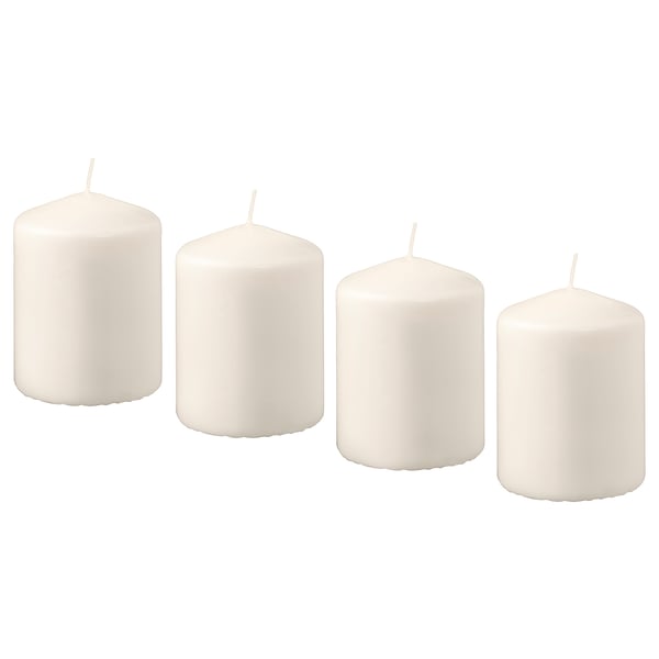HEMSJÖ Bougie bloc non parfumée, naturel, 8 cm 15 hr