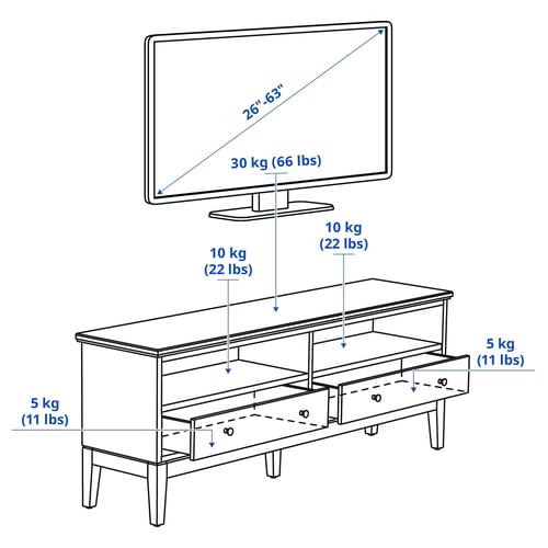 IDANÄS Banc TV, blanc, 162x40x63 cm