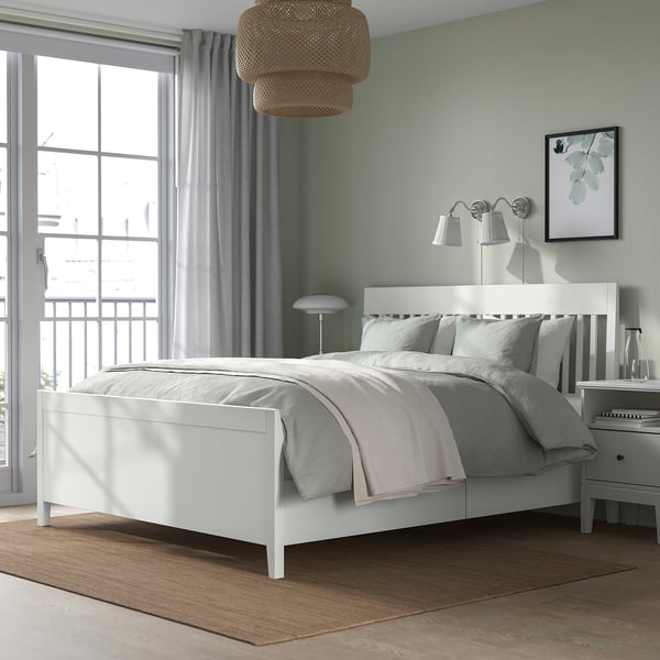IDANÄS Cadre lit avec rangement, blanc/Lönset, 160x200 cm