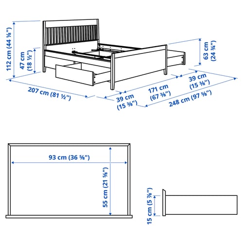 IDANÄS Cadre lit avec rangement, blanc, 160x200 cm