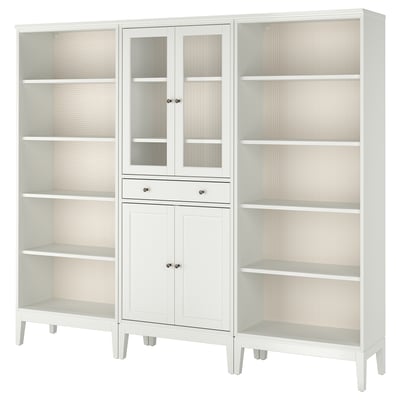 IDANÄS Combinaison rangement ptes vitrées, blanc, 244x39x211 cm