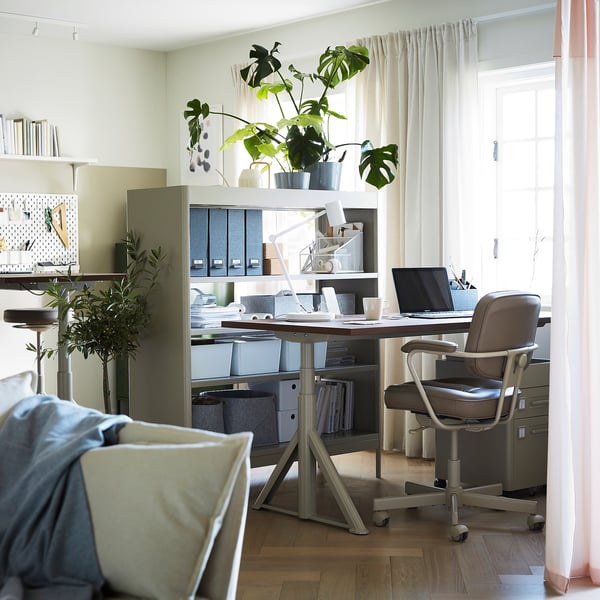 IDÅSEN Bureau assis/debout, brun/beige, 120x70 cm