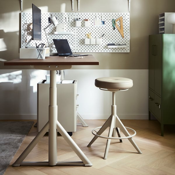 IDÅSEN Bureau assis/debout, brun/beige, 120x70 cm
