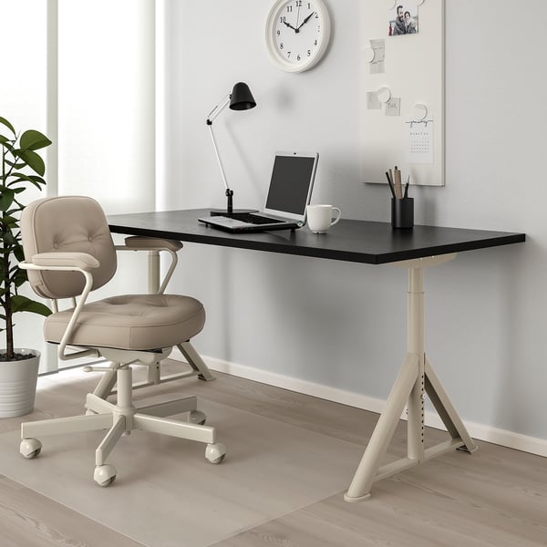 IDÅSEN Bureau, noir/beige, 160x80 cm