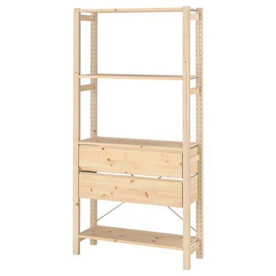 IVAR 1 section/tablettes/tiroirs, pin, 89x30x179 cm