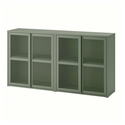 IVAR Armoire avec portes, gris vert grillage, 160x30x83 cm