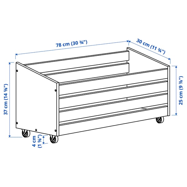 IVAR Rangement sur roulettes, pin, 78x30 cm