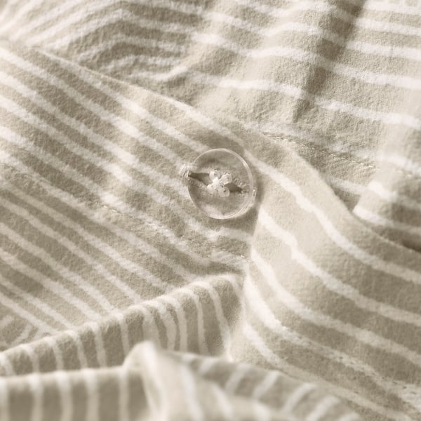 JÄRNTRÄD Housse de couette et 2 taies, beige clair/blanc, 240x220/50x60 cm