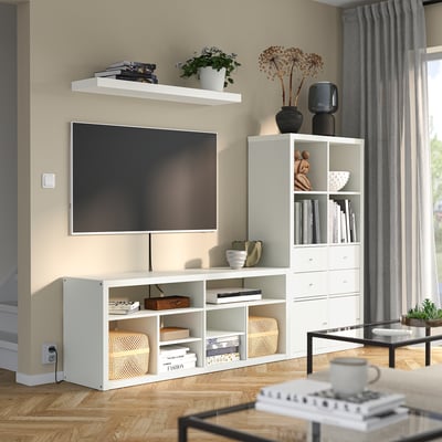 KALLAX / LACK Combinaison meuble TV, blanc, 224x39x147 cm