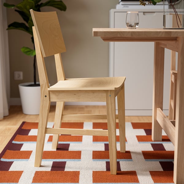 KARSKÄR Table et 4 chaises, hévéa, 160/220x90 cm