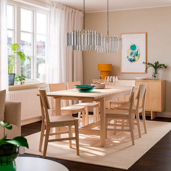 KARSKÄR Table extensible, hévéa, 160/220x90 cm