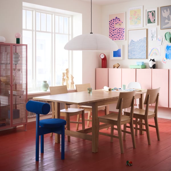 KARSKÄR Table extensible, hévéa, 160/220x90 cm