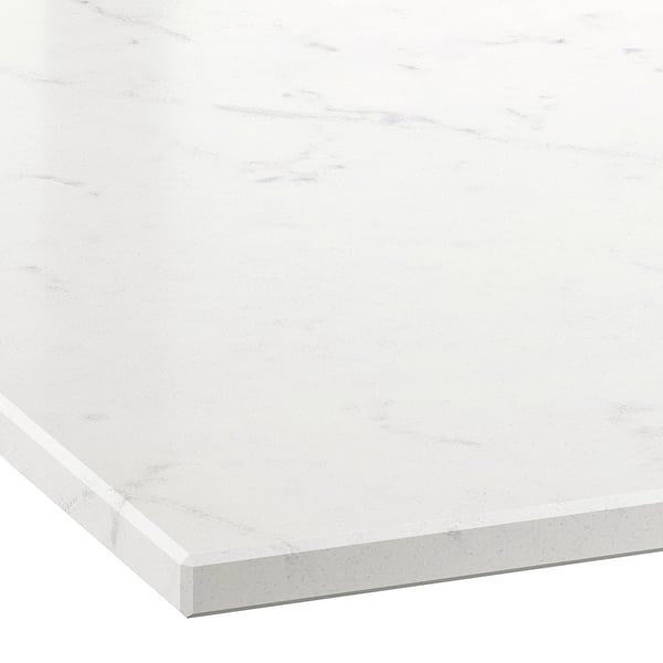 KASKER Plan de travail sur mesure, blanc/gris clair marbré/quartz, 1 m²x2.0 cm