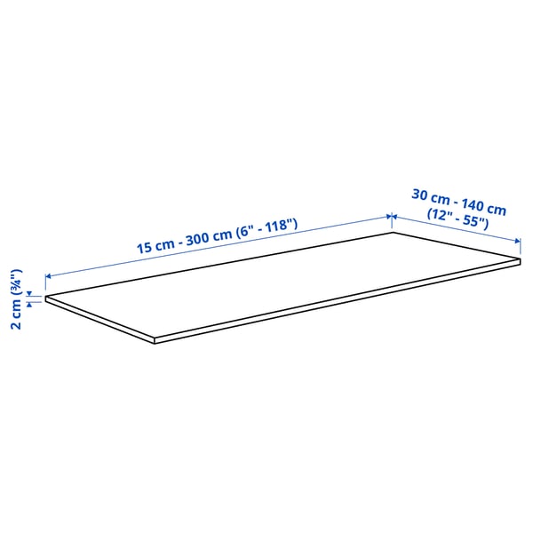 KASKER Plan de travail sur mesure, blanc quartz, 1 m²x2.0 cm