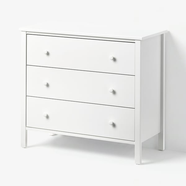 KILBERGET Commode 3 tiroirs, blanc, 86x78 cm