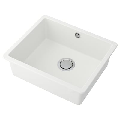KILSVIKEN Évier intégré, 1 bac, blanc/composite de quartz, 56x46 cm