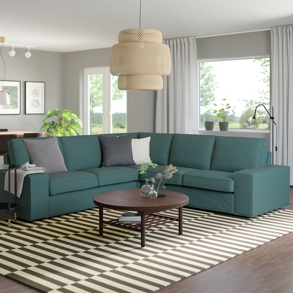 KIVIK Canapé d'angle, 4 places, Kelinge gris turquoise