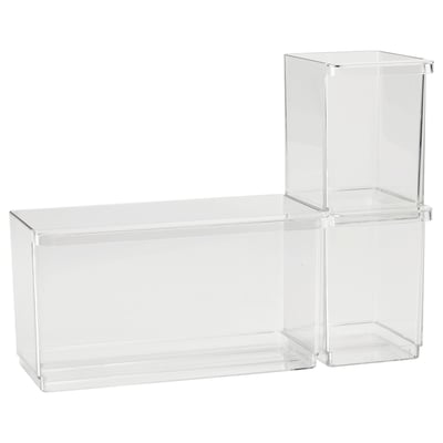 KLIPPKAKTUS Boîte de conservation, lot de 3, transparent