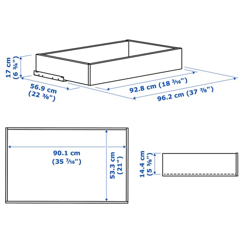 KOMPLEMENT Tiroir avec face en verre encadrée, blanc, 100x58 cm