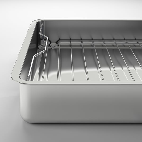 KONCIS Plat à four avec grille, acier inoxydable, 40x32 cm
