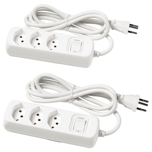 KOPPLA Bloc multiprise, 3 prises + inter, relié à la terre/blanc, 1.5 m