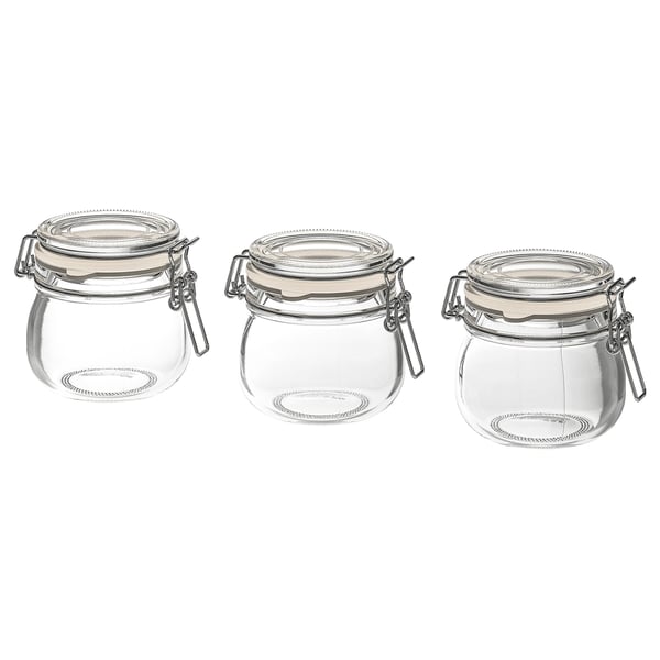 KORKEN Bocal avec couvercle, verre transparent, 13 cl