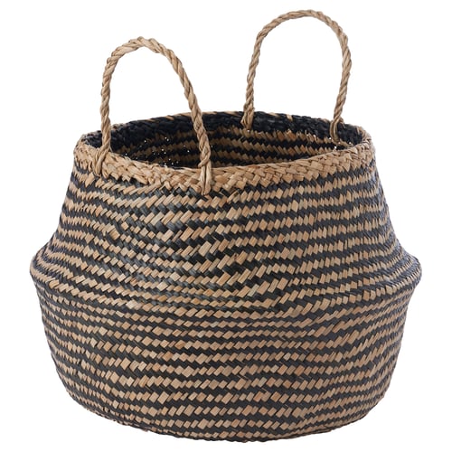 KRALLIG Panier, jonc de mer/noir, 25 cm