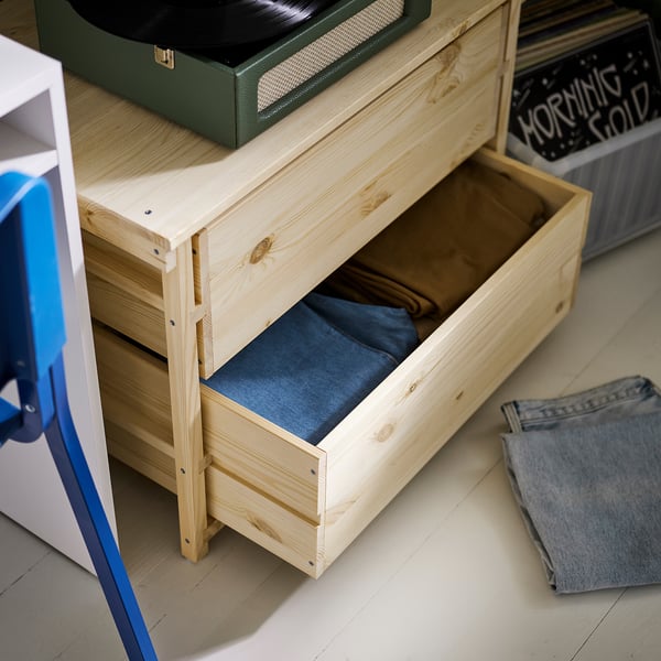 KRONÖREN Commode 2 tiroirs, pin, 76x48x55 cm