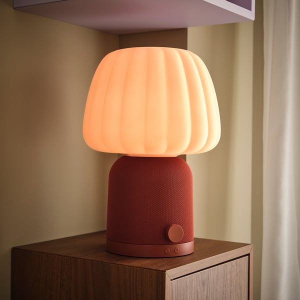 KULGLASS Lampe enceinte bluetooth, rouge brun/rose
