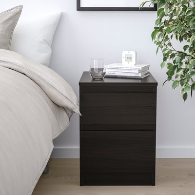 KULLEN Commode 2 tiroirs, brun noir, 35x49 cm