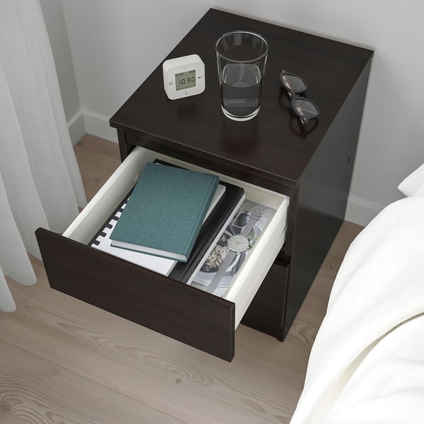 KULLEN Commode 2 tiroirs, brun noir, 35x49 cm