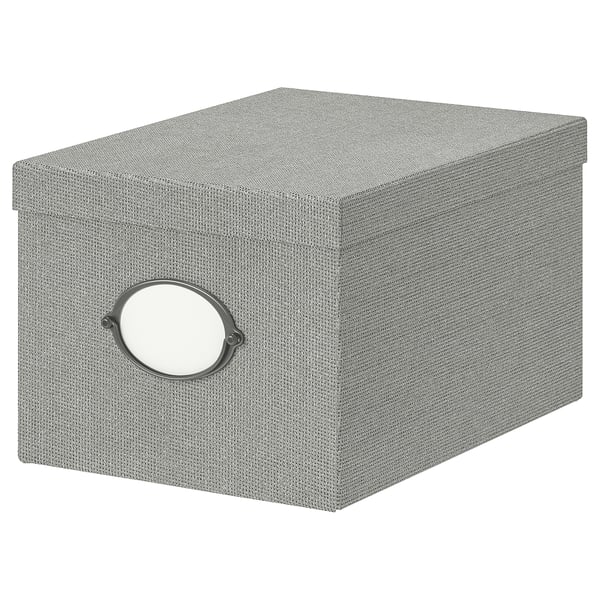 KVARNVIK Boîte de rangement avec couvercle, gris, 25x35x20 cm