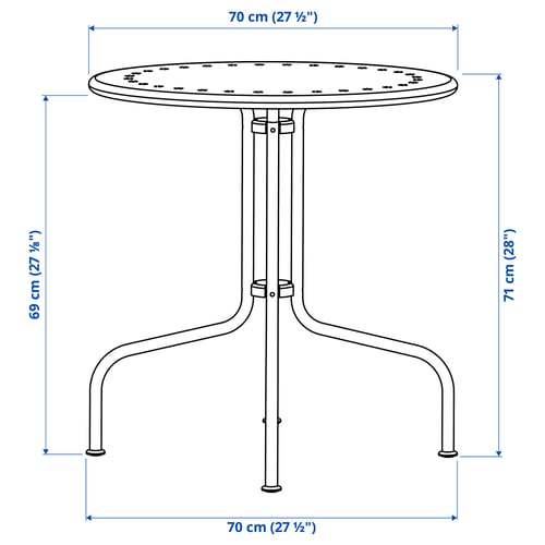 LÄCKÖ Table, extérieur, gris, 70 cm