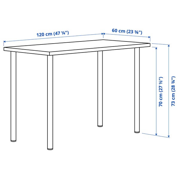 LAGKAPTEN / ADILS Bureau, blanc, 120x60 cm